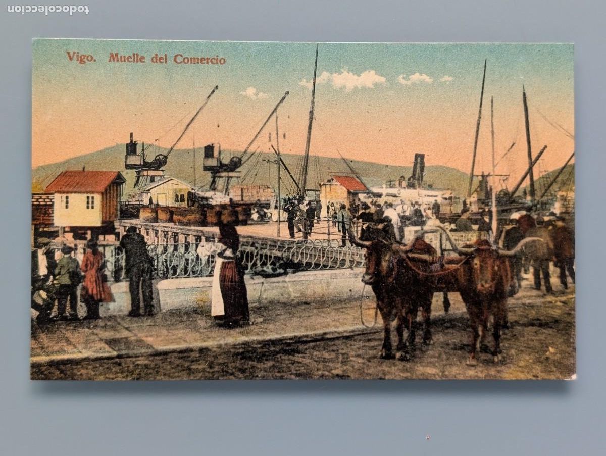Postales: DIFICIL POSTAL VIGO MUELLE DEL COMERCIO PONTEVEDRA GALICIA PUERTO ANIMADA PERFECTA CONSERV