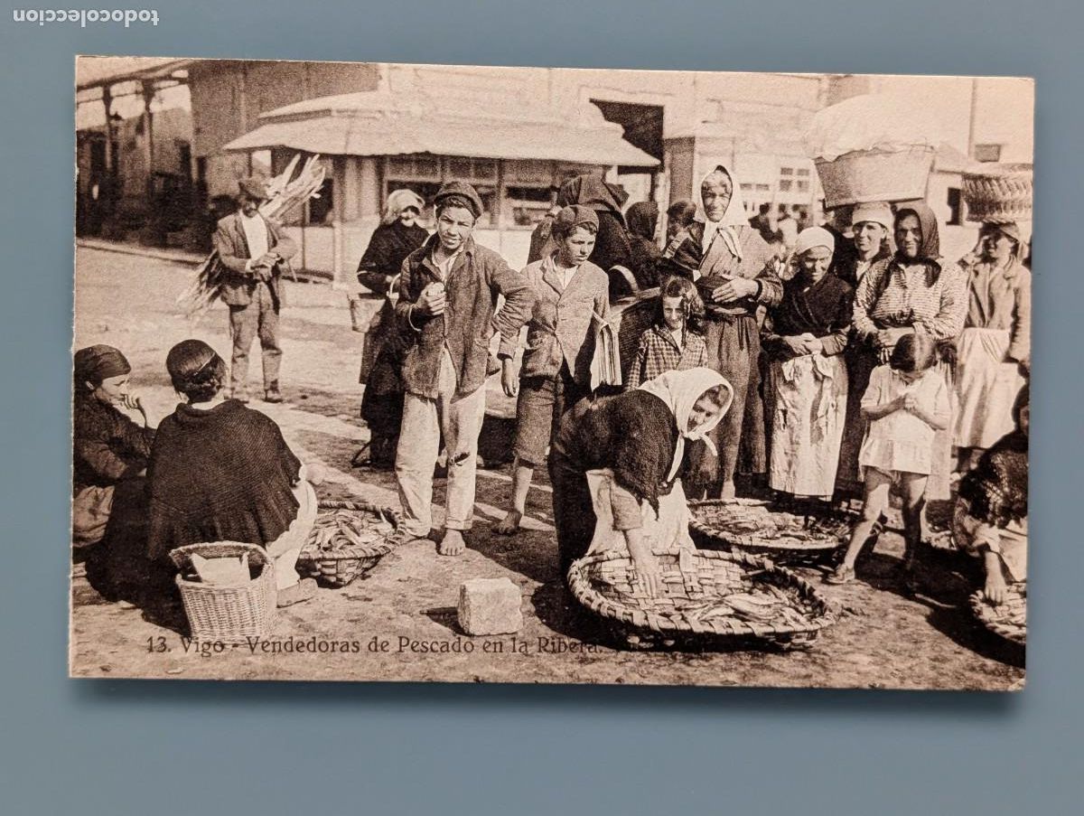 Postales: POSTAL VIGO N&ordm; 13 VENDEDORAS DE PESCADO EN LA RIBERA TIPOS ED KALLMEYER PONTEVEDRA GALICIA PUERTO