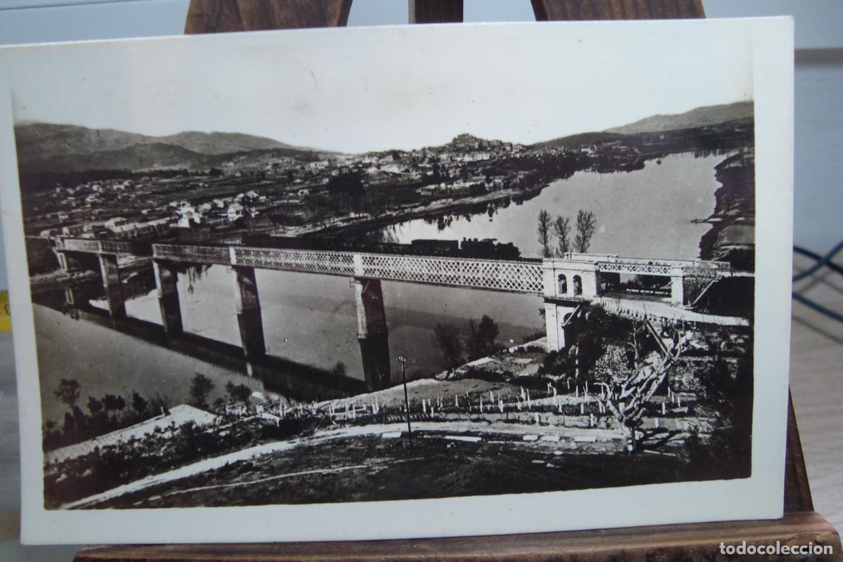 Postales: ANTIGUA POSTAL PUENTE RIO MI&Ntilde;O. TUY PONTEVEDRA. BAZAR ALBERTO. MATASELLOS 1959