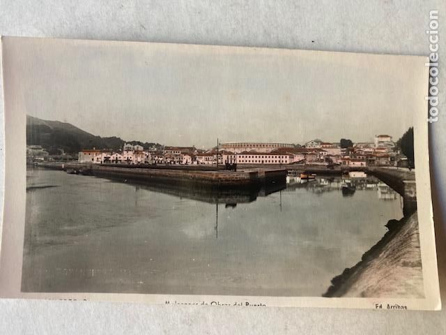 Postales: Pontevedra. N&ordm; 2. Malecones y Obras del Puerto. Ed. Arribas. Postal coloreada sin circular