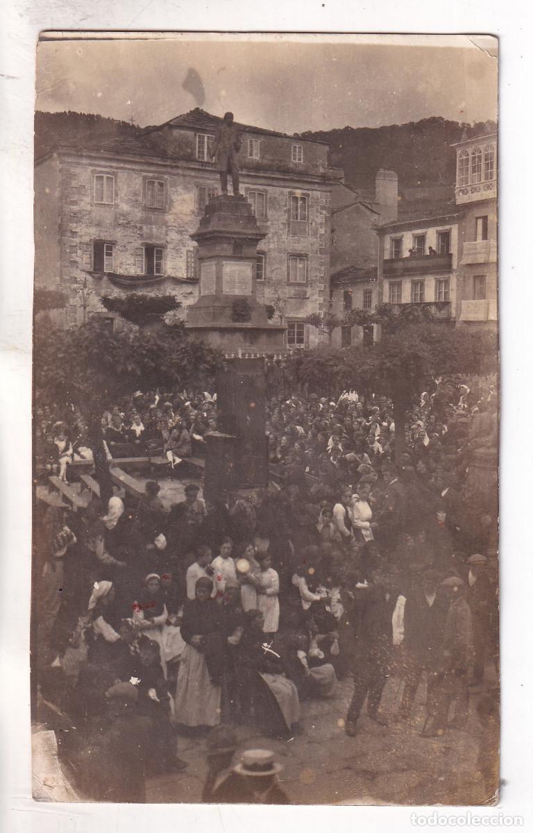 Postales: POSTAL. VIVERO. VIVEIRO. LUGO. PLAZA MAYOR. ESTATUA A NICOMEDES PASTOR D&Iacute;AZ. GALICIA