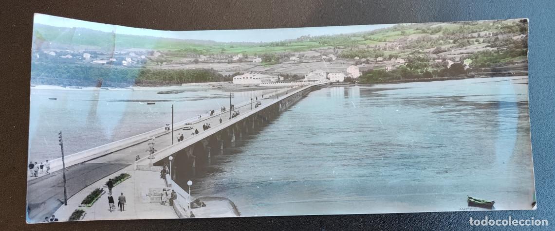 Cartoline: PUENTEDEUME, PUENTE SOBRE LA RIA, POSTAL PANORAMICA ANTIGUA, 23,5 X 9 CM APROX.