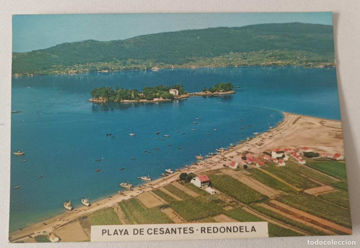 Cartes Postales: REDONDELA (PONTEVEDRA). PLAYA DE CESANTES Y ISLA DE SAN SIMON (1970) - POSTALES FAMA