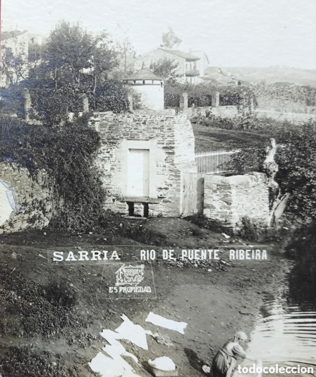 Postcards: SARRIA RIO DA PONTE RIBEIRA POSTAL FOTOGR&Aacute;FICA FOT. FERRER LUGO C. 1910