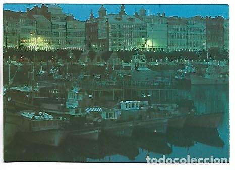 Postales: DARSENA, NOCTURNA - BASIN, NOCTURNAL.- LA CORU&Ntilde;A