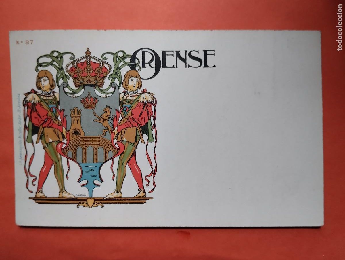 Postales: POSTAL N&ordm; 37. ESCUDO DE ORENSE LIT HERMENEGILDO MIRALLES.