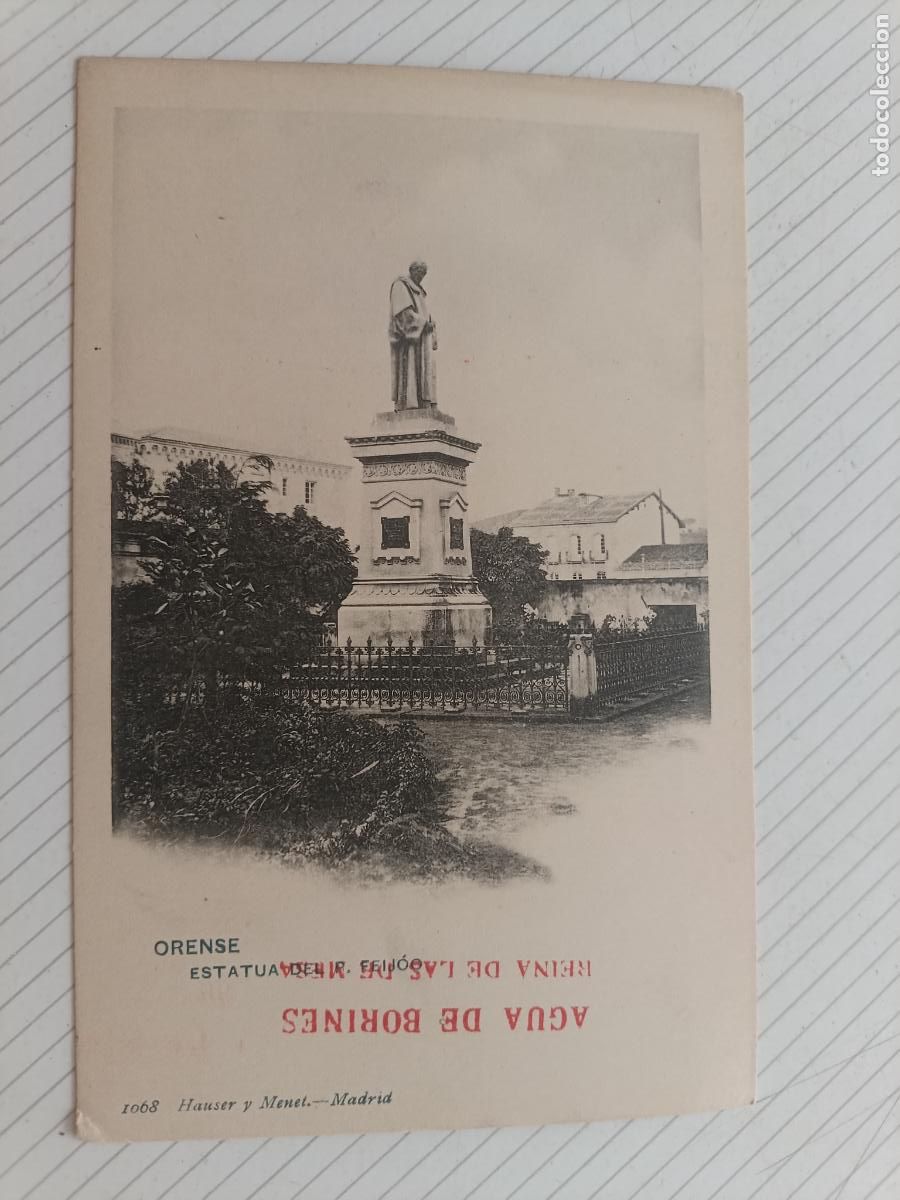 Postales: Orense. Hauser y Menet. Dorso sin dividir. Agua de Borines. Padre Feijo&oacute;