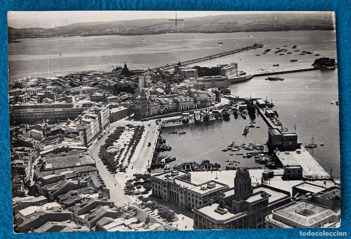 Postales: RW POSTAL LA CORU&Ntilde;A GALICIA AEREA LA DARSENA CASTILLO SAN ANTON Y DIQUE DE ABRIGO P2038