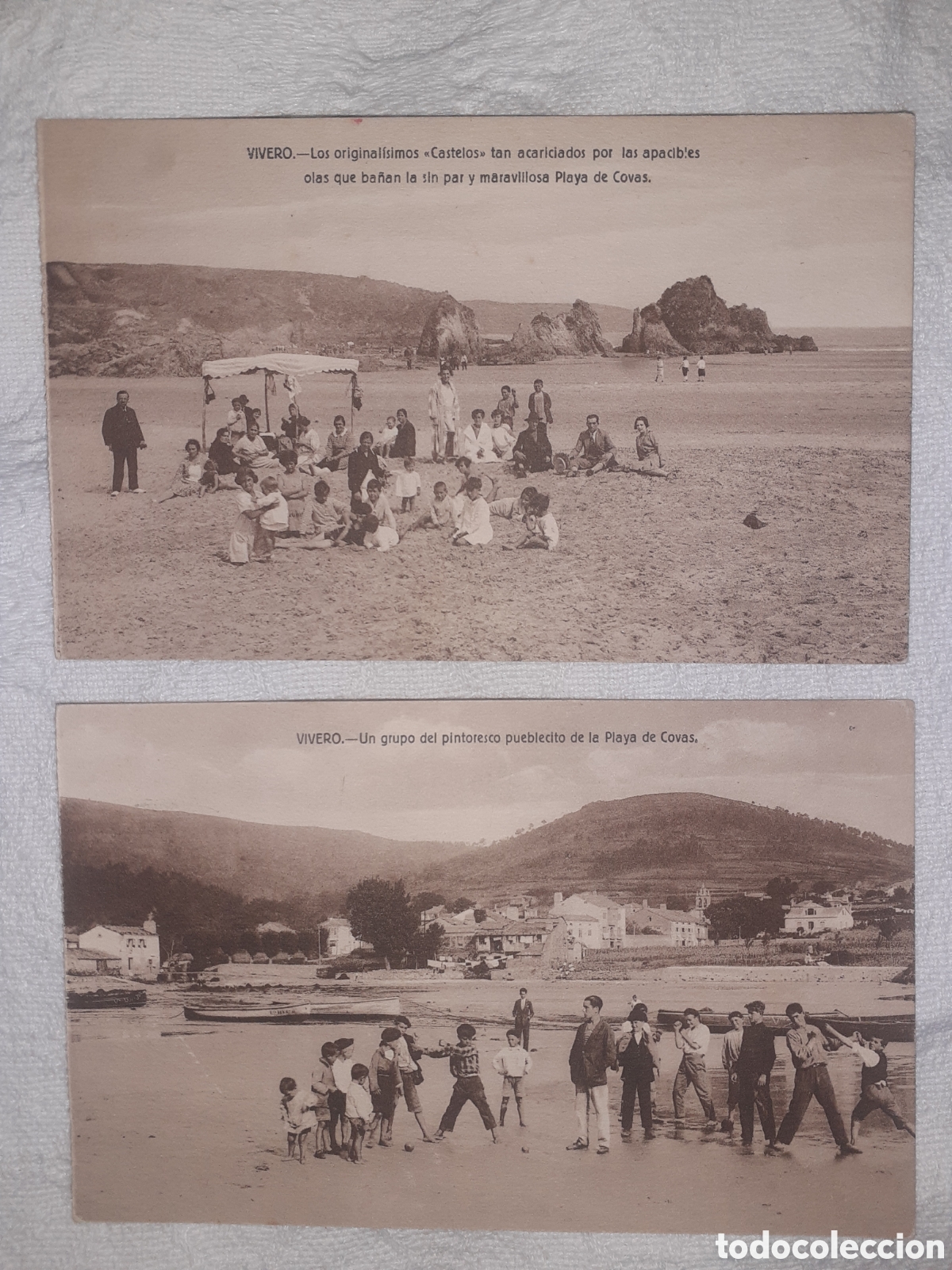 Postales: LOTE 2 POSTALES VIVERO. LUGO. PLAYA COVAS