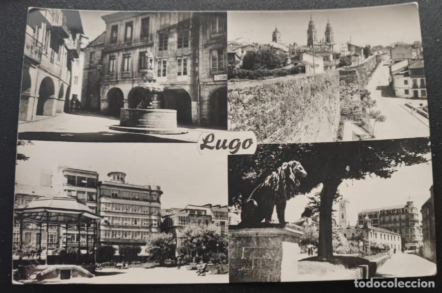 Postales: LUGO, PLAZA DE ESPA&Ntilde;A Y AURELIANO, CALVO SOTELO, MURALLAS ROMANAS, POSTAL ANTIGUA