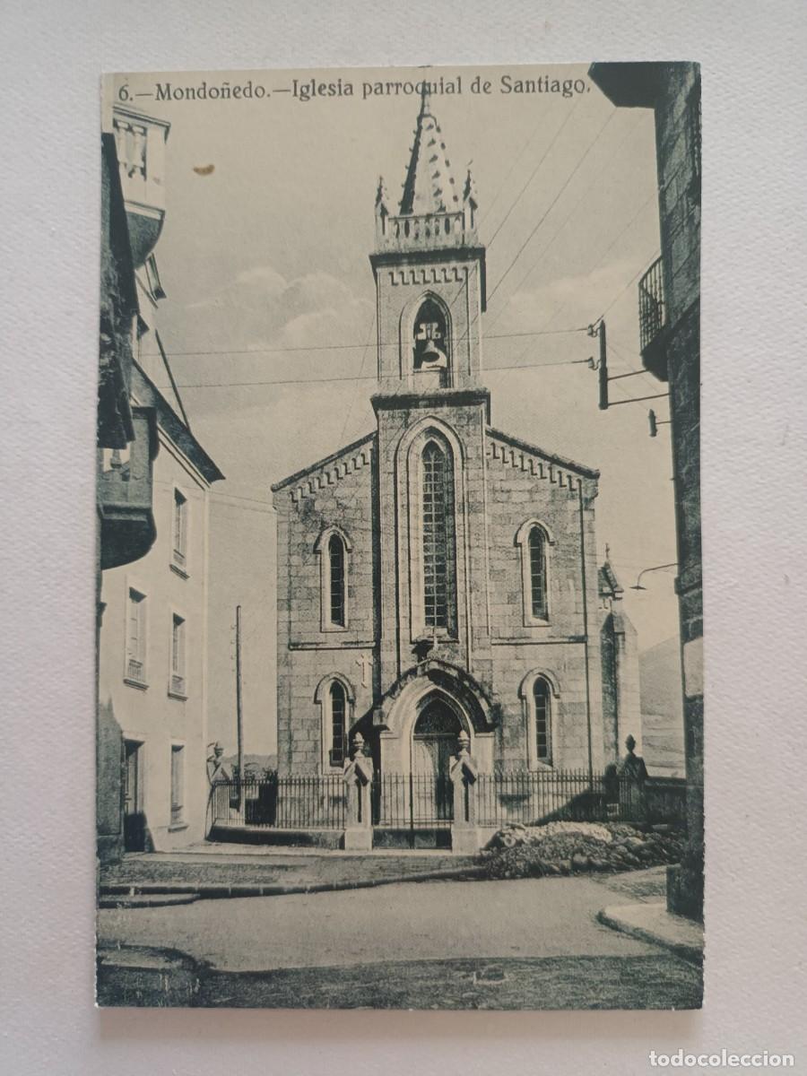 Postales: MONDO&Ntilde;EDO (LUGO). IGLESIA PARROQUIAL DE SANTIAGO - REPRODUCCION DIARIO DE PONTEVEDRA Y FUNDACION CAI