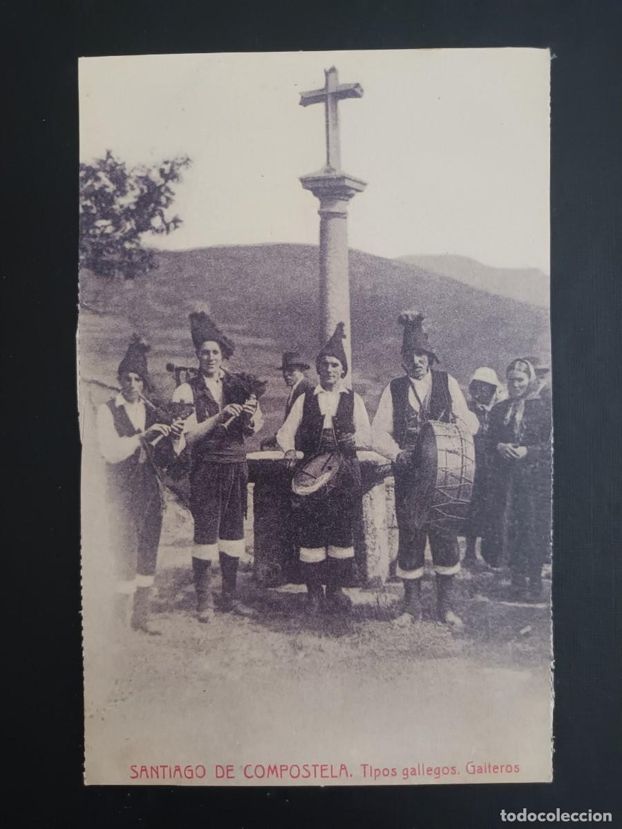 Postales: SANTIAGO DE COMPOSTELA (LA CORU&Ntilde;A). TIPOS GALLEGOS. GAITEROS - REPRODUCCION DIARIO DE PONTEVEDRA Y