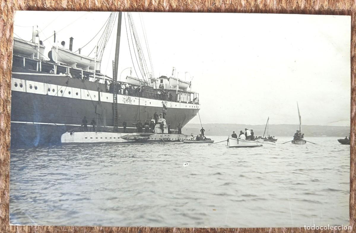 Postales: LA CORU&Ntilde;A - LLEGADA DEL SUBMARINO ALEMAN UB 23 EN 1917