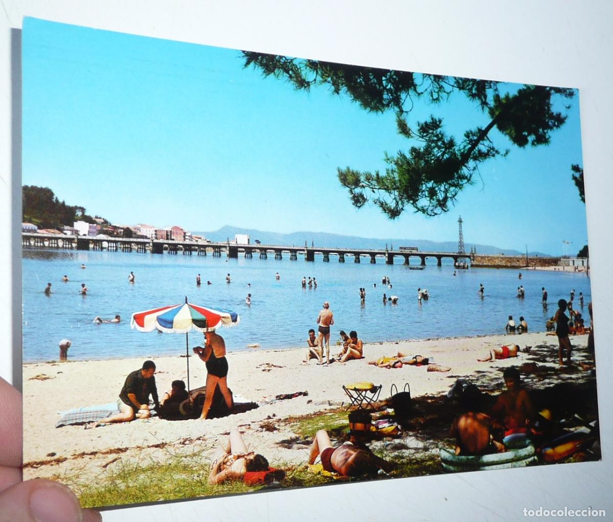 Postales: Postal Isla de La Toja Pontevedra N&ordm; 2016 Playa y puente.