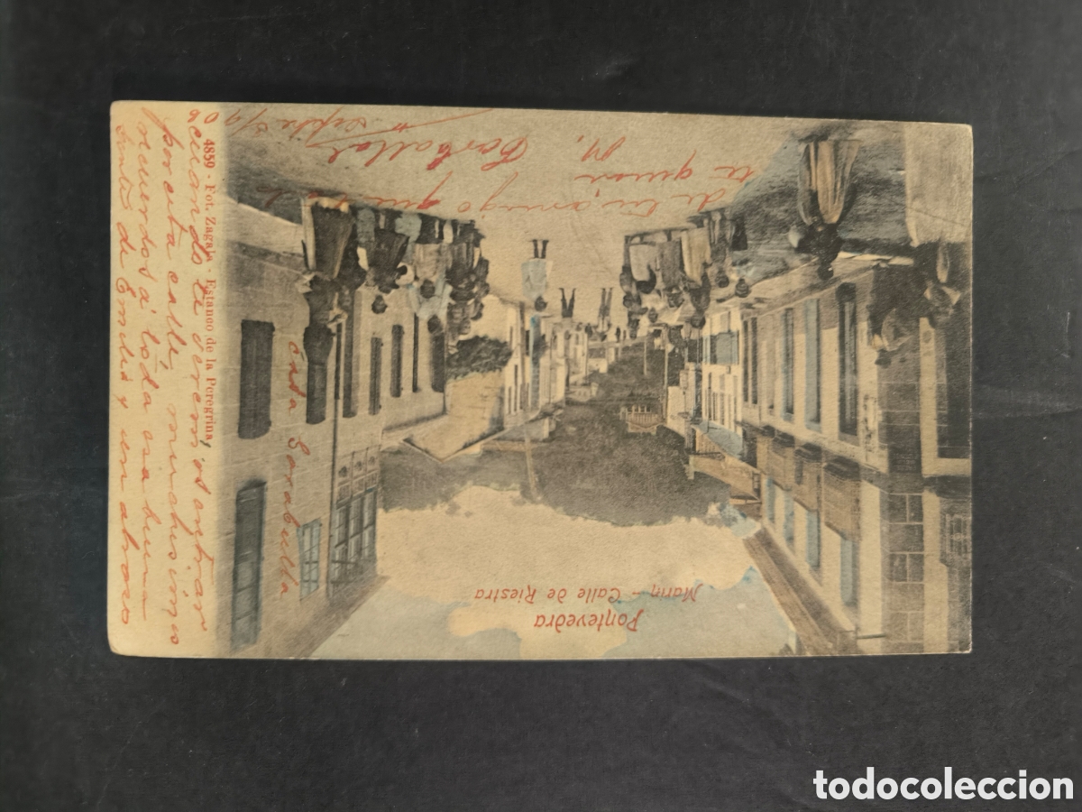 Postales: Postal Pontevedra, Mar&iacute;n calle de Riestra. Fot. Zagala. Sin dividir, a&ntilde;o 1906.