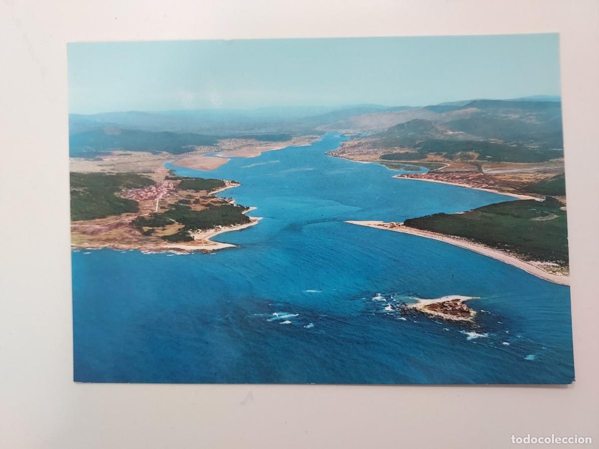 Postales: POSTAL LA GUARDIA VISTA AEREA DESEMBOCADURA DEL RIO MI&Ntilde;O. 1966. S/C. PONTEVEDRA