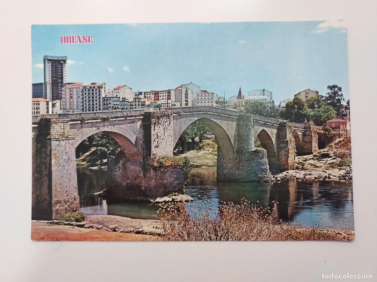 Postales: POSTAL ORENSE PUENTE ROMANO SOBRE EL RIO MI&Ntilde;O. S/C