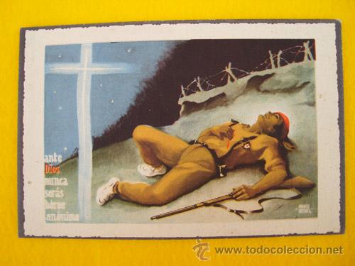 Postales: Antigua Postal : Ante Dios nunca ser&aacute;s h&eacute;roe an&oacute;nimo - Foto 1