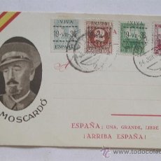 Postales: GENERAL MOSCARDÓ, SELLOS DE 1 CTS, 2 CTS, 10 CTS Y 25 CTS