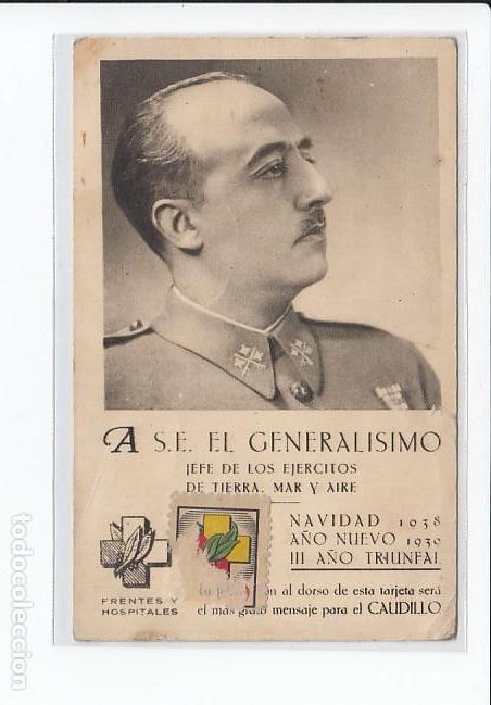 Postales: A S.E. EL GENERALISIMO. NAVIDAD 1938 - Foto 1