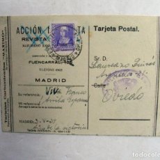 Postales: TARJETA POSTAL. ACCION CATOLICA. CENSURA MILITAR. MADRID 1939. TARJETAS CARBONIZADAS MAXIMO.VALENCIA. Lote 200806970