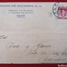 Postales: OLOT. GIRONA. HIJOS DE SACRETS. EMPRESA COLECTIVIZADA. GUERRA CIVIL, 1937. POSTAL A BARCELONA. Lote 321172248