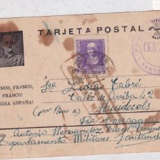 Postales: POSTAL PATRIÓTICA FRANCO CON RARA CENSURA PRISIÓN SANTANDER 1939. Lote 366276391
