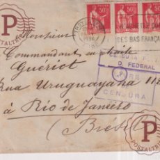 Postales: CENSURA POSTAL D FEDERAL LIVRE DE CENSURA A RIO DE JANEIRO BRASIL TROYES GARE 1936 AUBE GUERIOT G. Lote 402619174