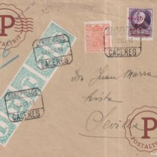 Postales: CERTIFICADO 1936 CACERES A SEVILLA ESPECIAL MOVIL GUERRA CIVIL. Lote 402619669