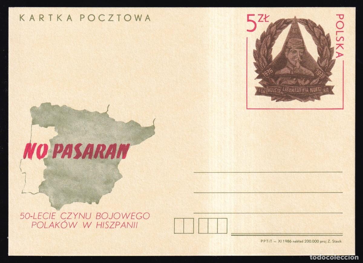 Postales: Polonia. *No pasar&aacute;n* 50 aniversario de la Guerra Civil espa&ntilde;ola 1936-1986. Nuevo.