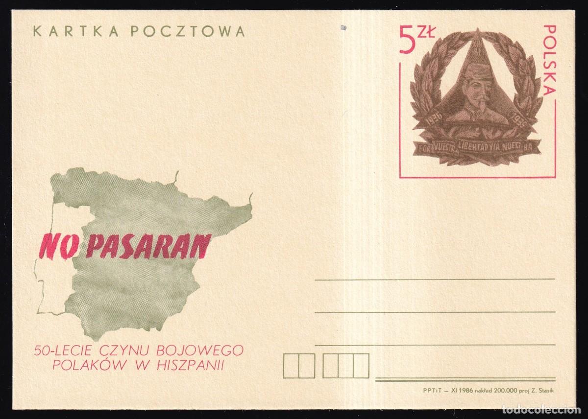 Postales: Polonia. *No pasar&aacute;n* 50 aniversario de la Guerra Civil espa&ntilde;ola 1936-1986. Nuevo.