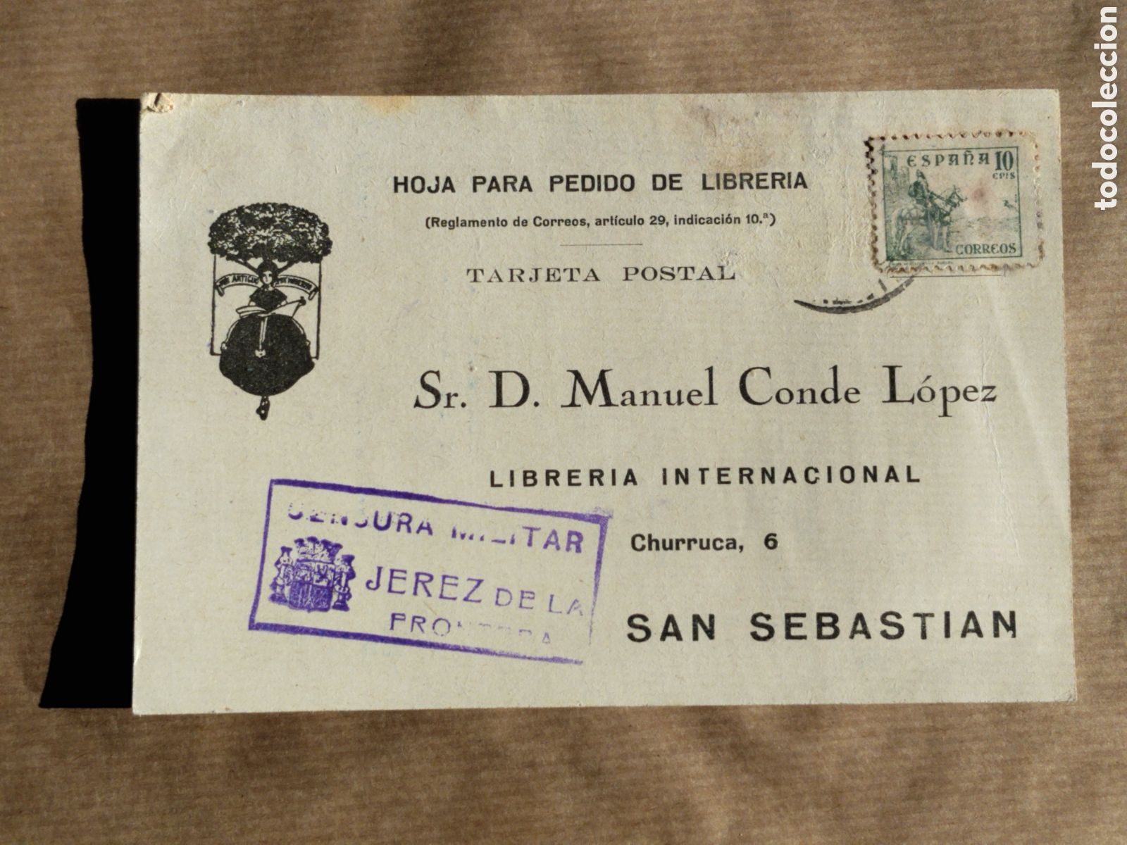 Postales: Postal circulada guerra civil bando nacional.falange.censura militar jerez de la frontera.cadiz.anda