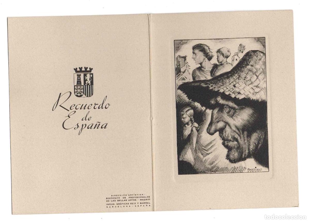 Postales: TARJETA POSTAL CON XILOGRAFIA ALEGORICA A LA GUERRA CIVIL. FIRMADA POR PARRILLA. 1937. MUY RARA