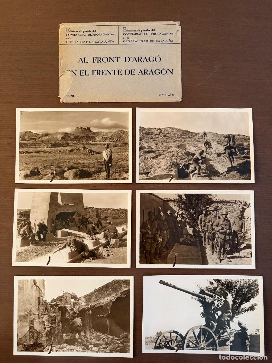 Postales: Lot 6 postals Front d&rsquo;Arag&oacute; i sobre originals - sense circular