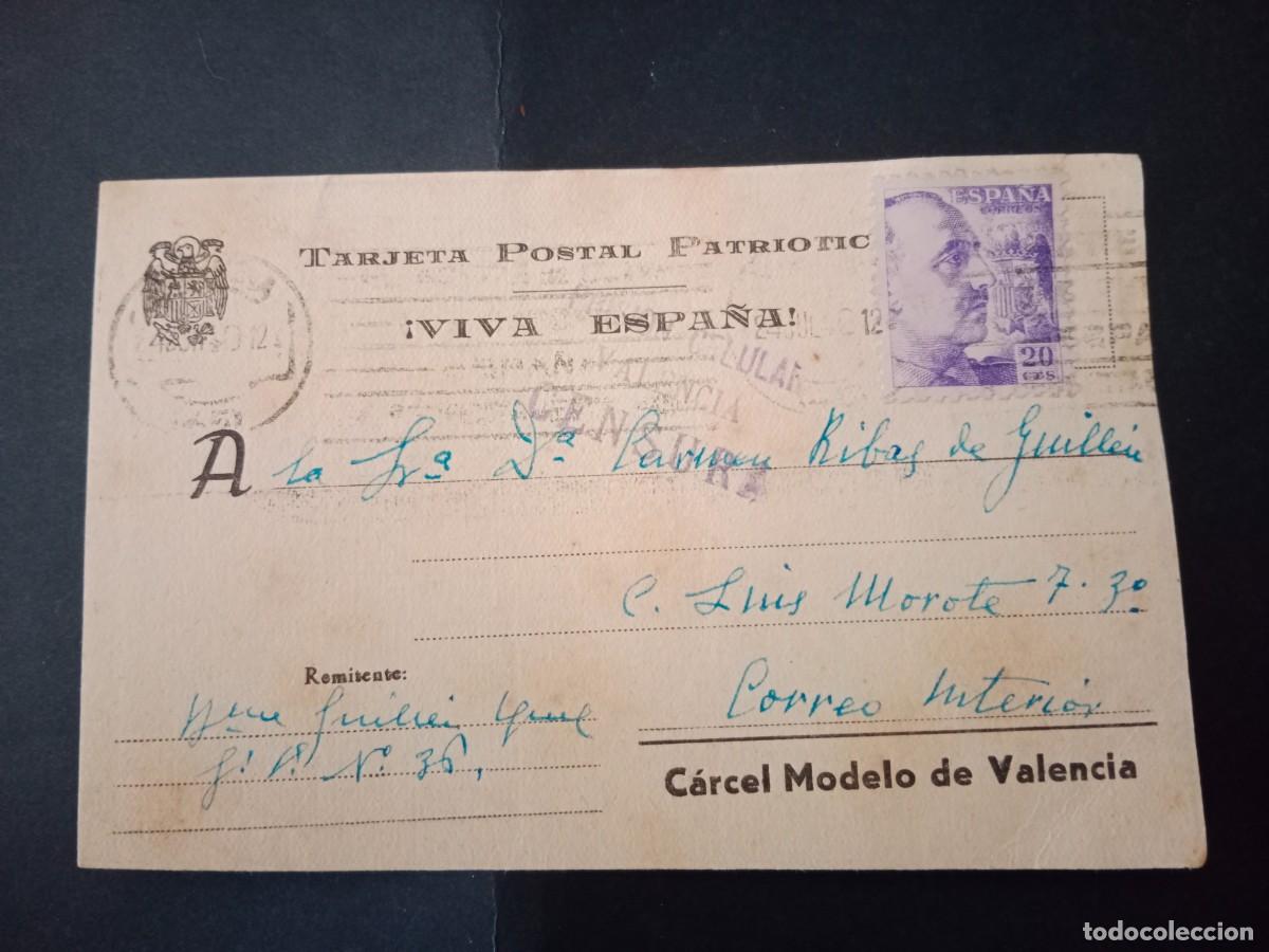 Postales: TARJETA POSTAL PATRIOTICA - CENSURA - CARCEL MODELO ( PRISION CELULAR ) DE VALENCIA - 1940