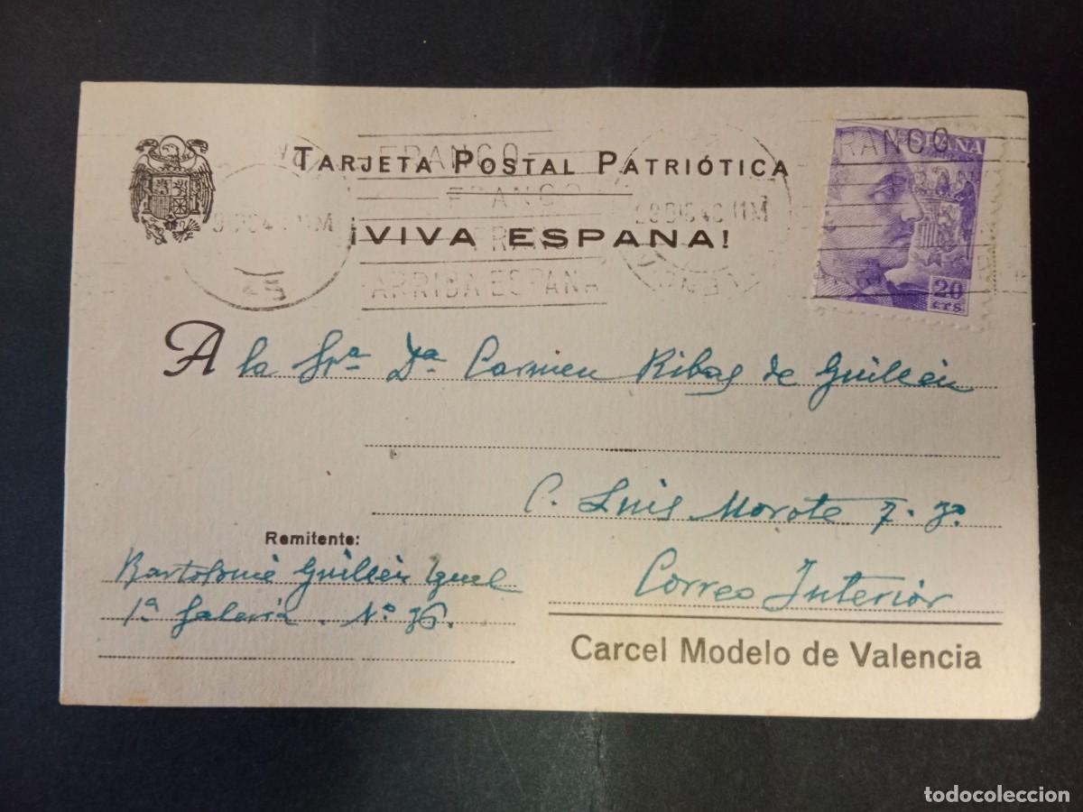 Postales: TARJETA POSTAL PATRIOTICA - CENSURA - CARCEL MODELO ( PRISION CELULAR ) DE VALENCIA - 1940