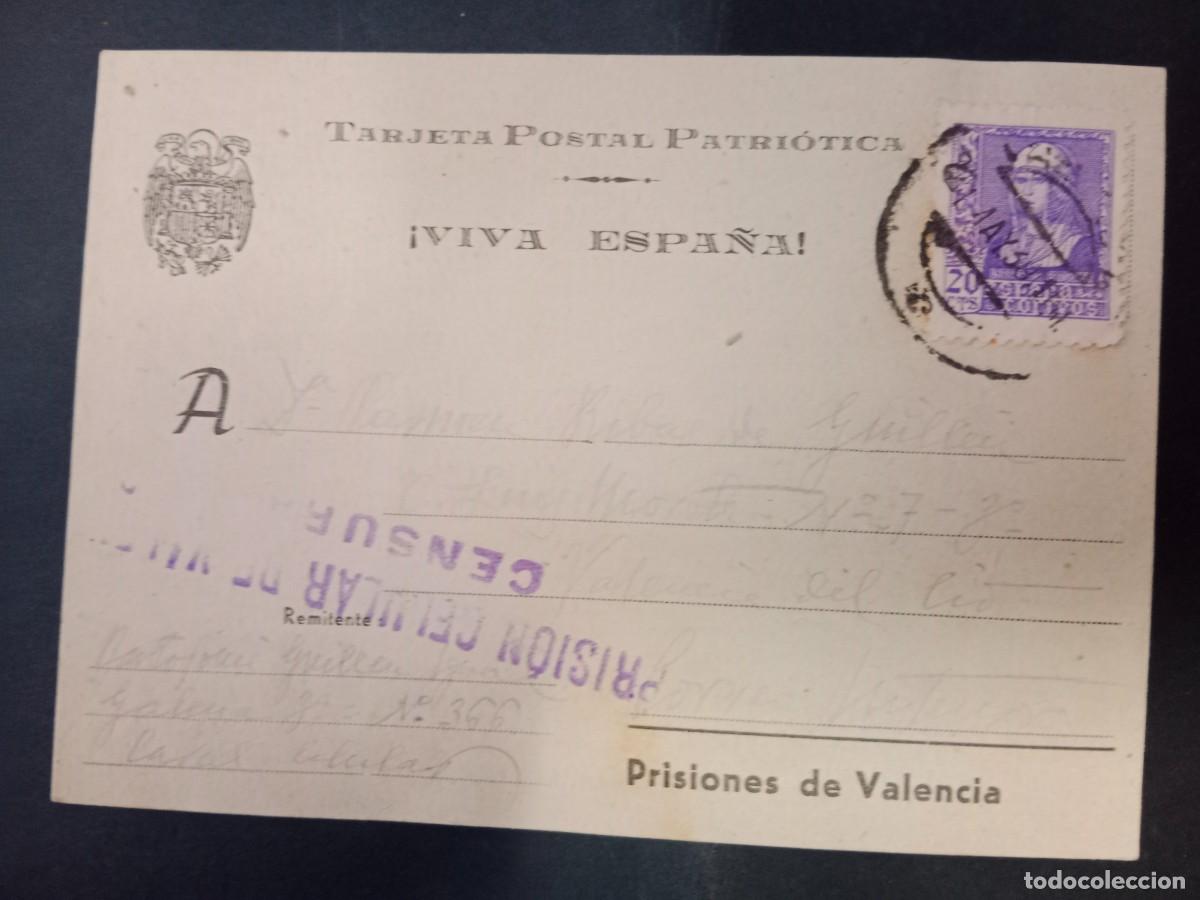 Postales: TARJETA POSTAL PATRIOTICA - CENSURA - CARCEL MODELO ( PRISION CELULAR ) DE VALENCIA - 1939