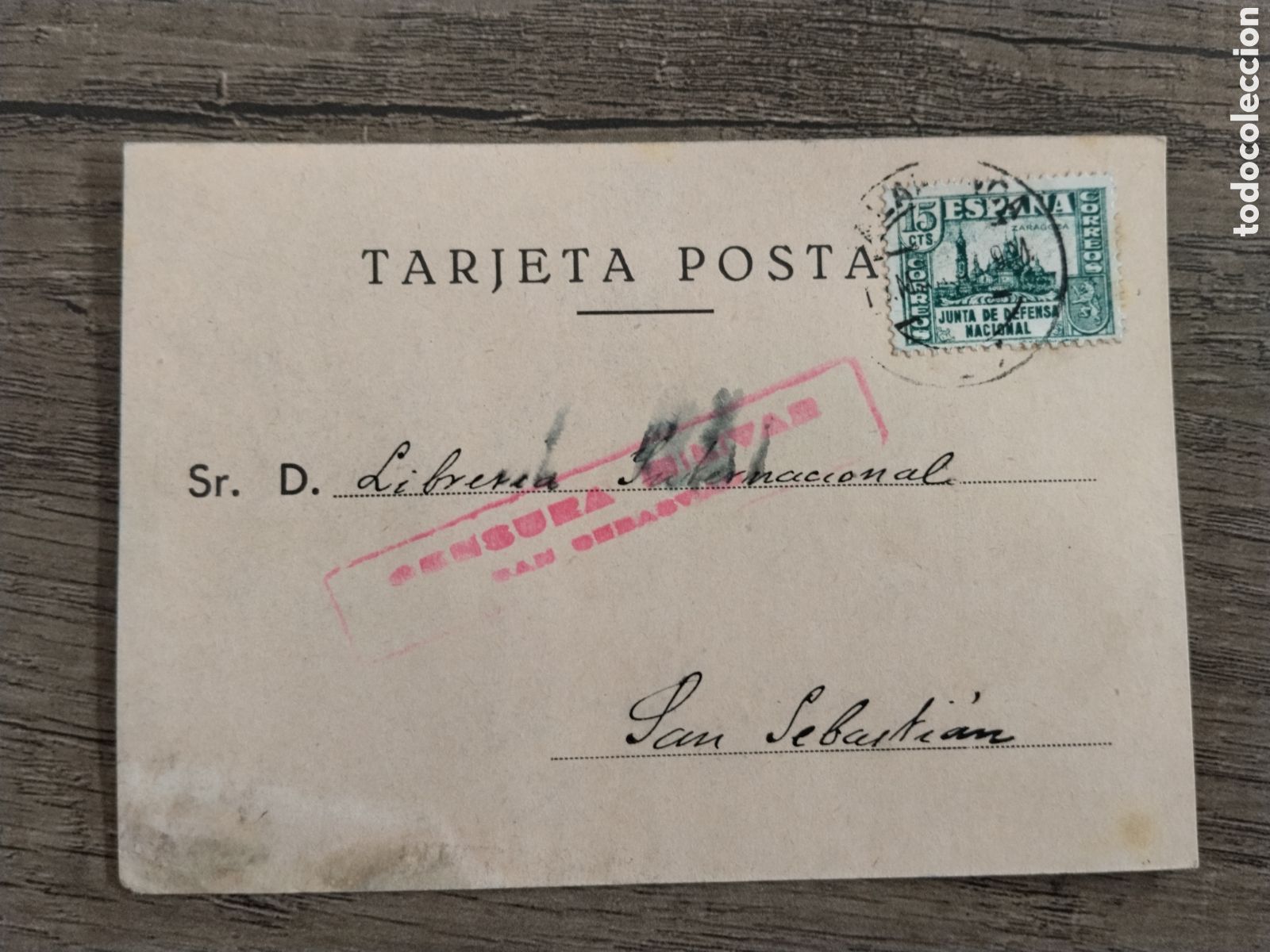 Postales: Postal circulada guerra civil bando nacional.falange.censura militar san Sebastian.euskadi.guipuzcoa