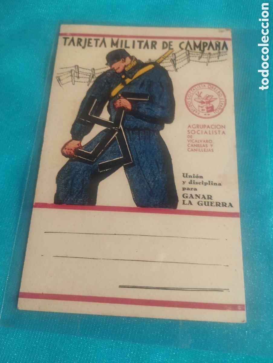 Postales: Tarjeta militar de campa&ntilde;a Agrupacion socialista de Vicalvaro Canillas y Canillejas