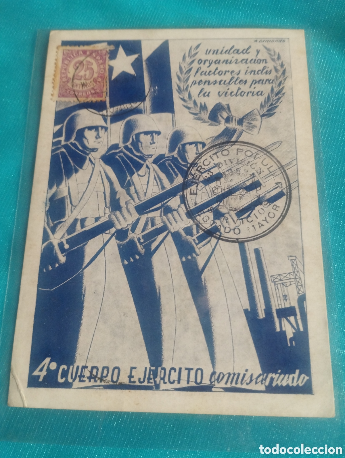 Postales: 4 cuerpo ejercito comisariado tatjeta postal de campa&ntilde;a 9 de septiembre de 1938 escrita.