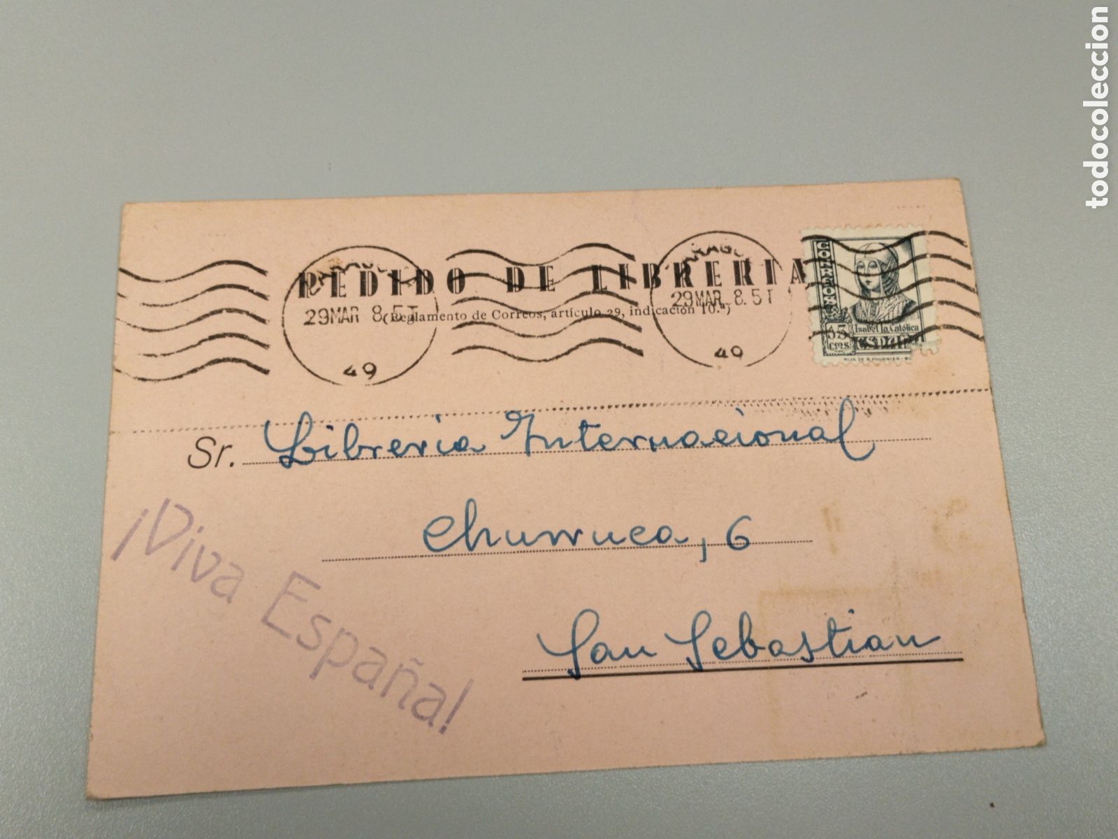 Postales: Postal circulada guerra civil bando nacional.falange.censura militar Zaragoza.aragon.teruel.requete