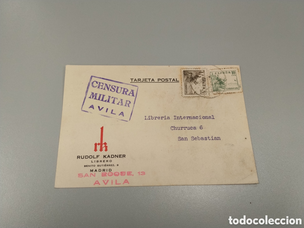 Postales: Postal circulada guerra civil bando nacional.falange.censura militar &Aacute;vila.castilla.leon.requete