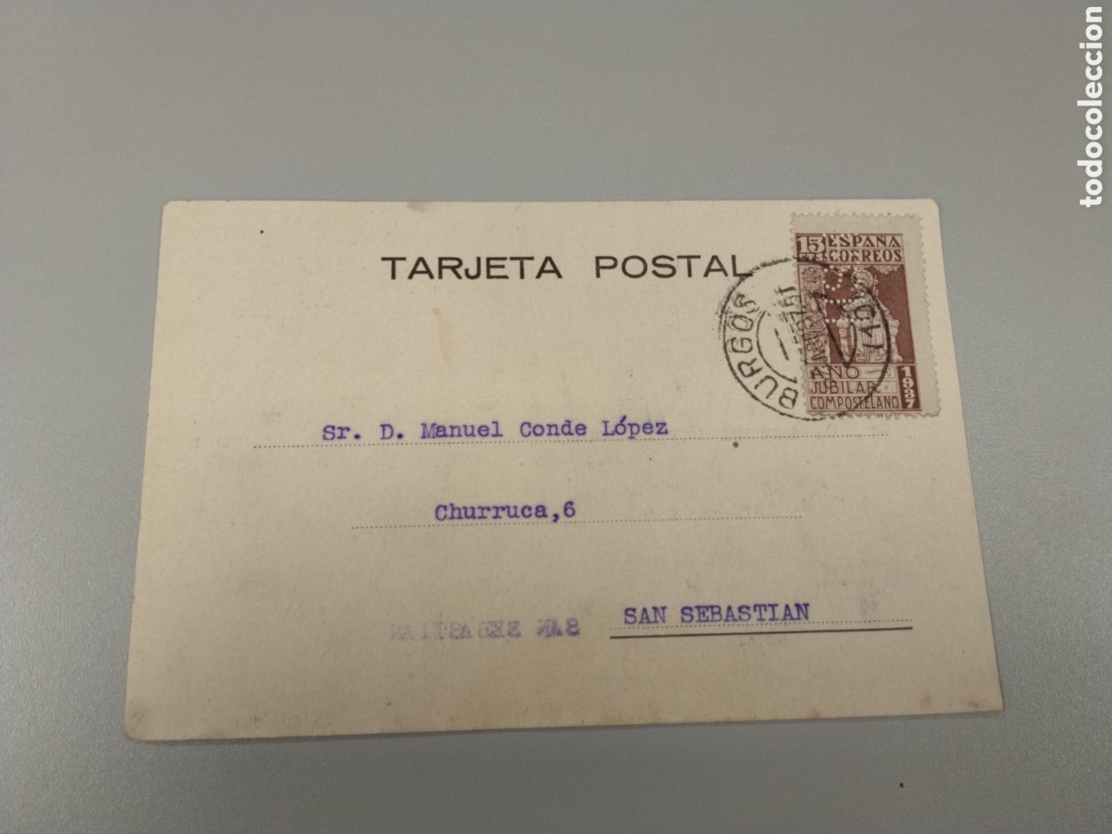 Postales: Postal circulada guerra civil bando nacional.falange.censura militar burgos.castilla.avila.requete