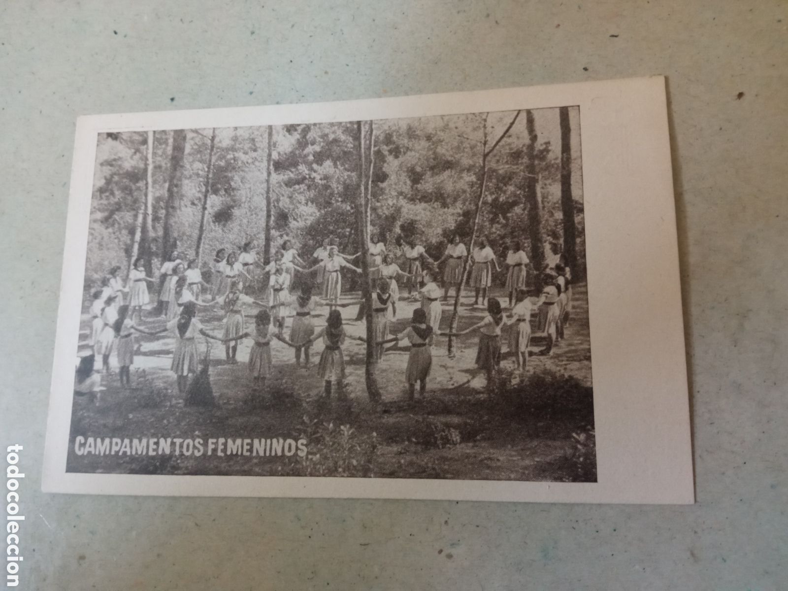 Postales: Antigua postal fotogr&aacute;fica, Campamentos Femeninos, Frente de Juventudes