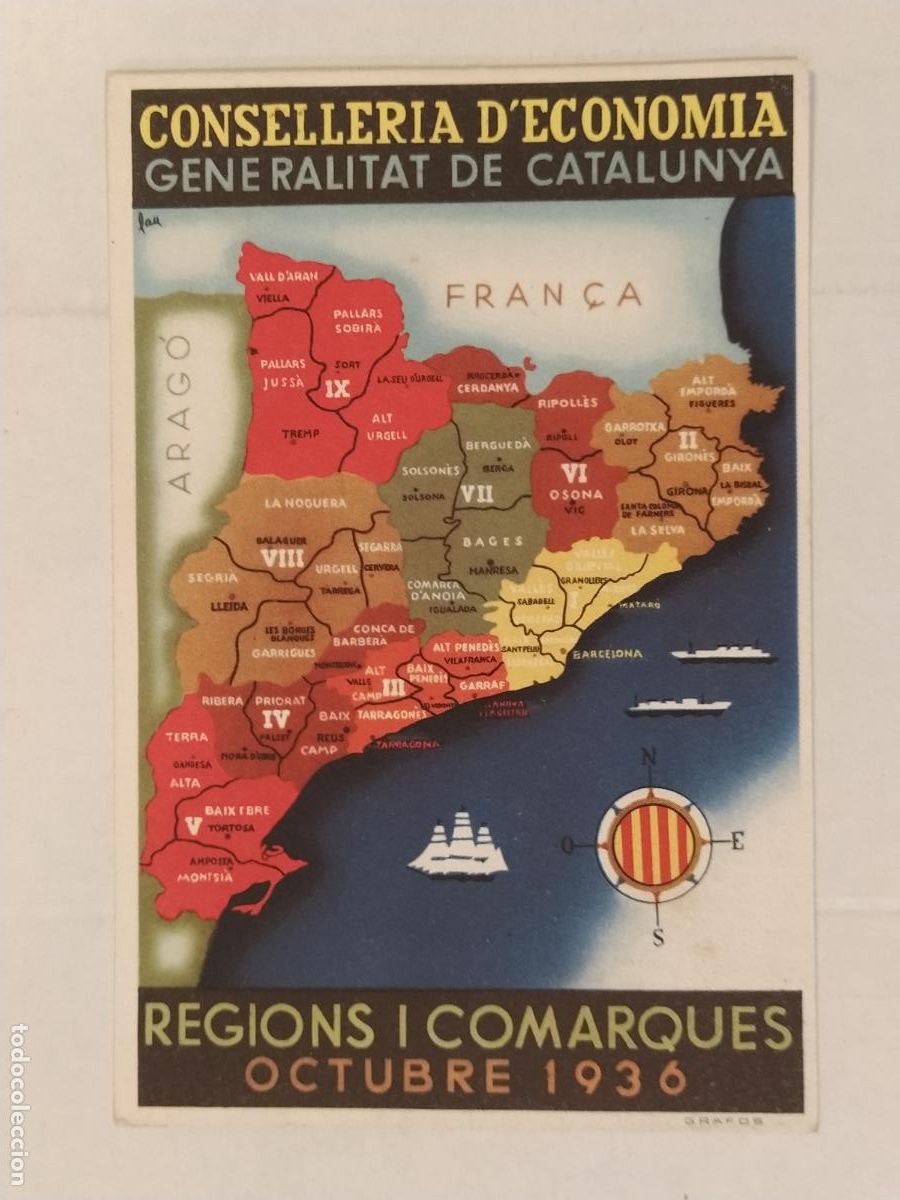 Postales: GUERRA CIVIL - CONSELLERIA D'ECONOMIA GENERALITAT DE CATALUNYA - OCTUBRE 1936 - POSTAL ANTIGUA