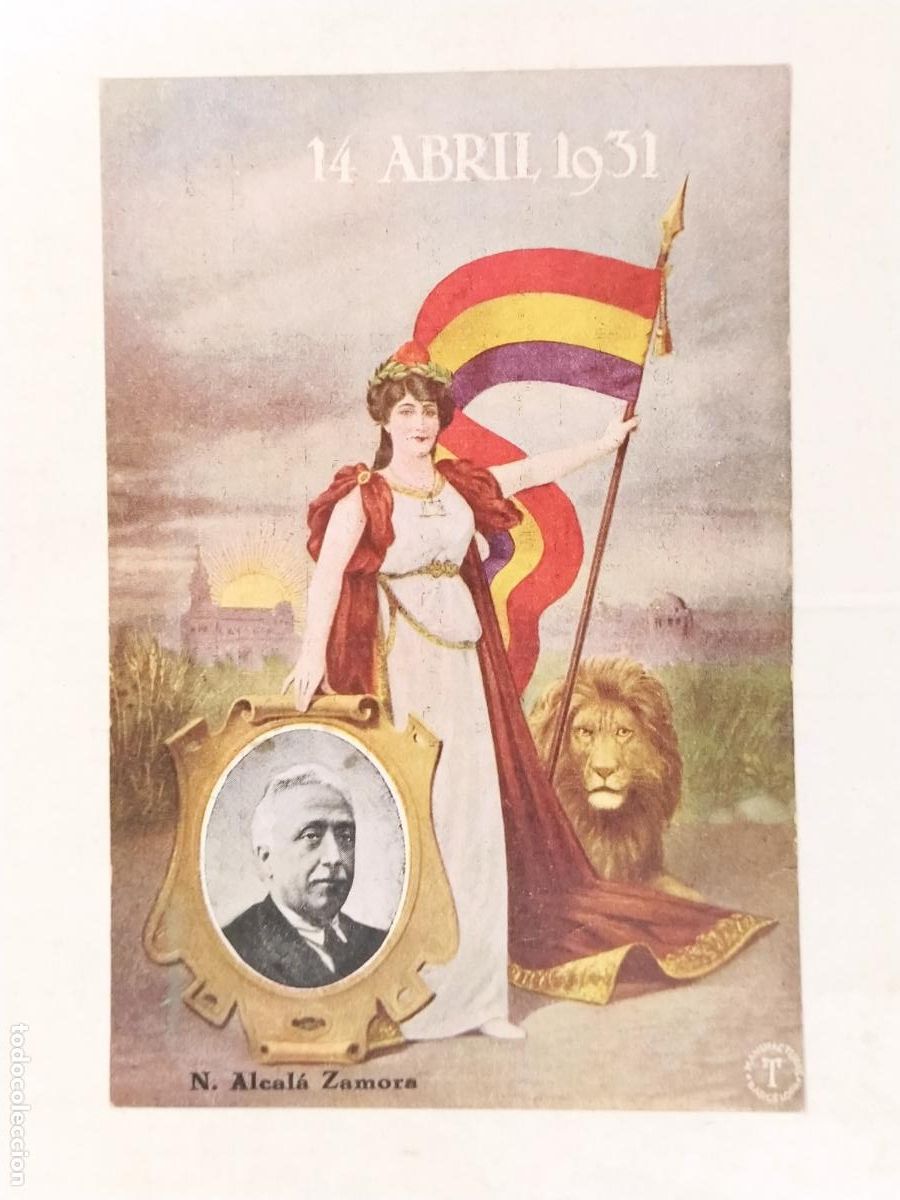 Postales: REPUBLICA ESPA&Ntilde;OLA - ALCALA ZAMORA - PUBLICIDAD AGUA DE COLONIA LA PORTE&Ntilde;A - POSTAL ANTIGUA