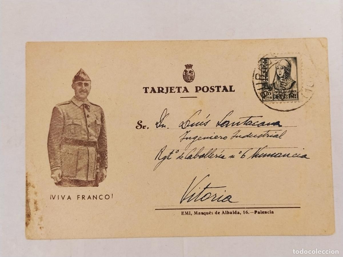 Postales: GUERRA CIVIL - VIVA FRANCO - CIRCULADA A&Ntilde;O 1937 DE BURGOS A VITORIA - POSTAL ANTIGUA