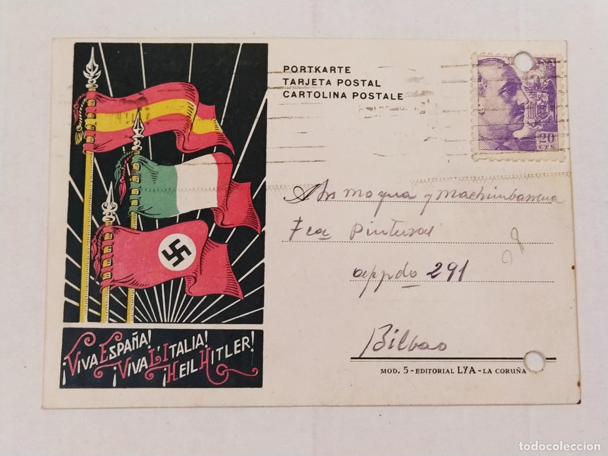 Postales: VIVA ESPA&Ntilde;A ALEMANIA NAZI , ITALIA Y HITLER - FASCISMO - CIRCULADA SAN SEBASTIAN BILBAO -VER FOTOS
