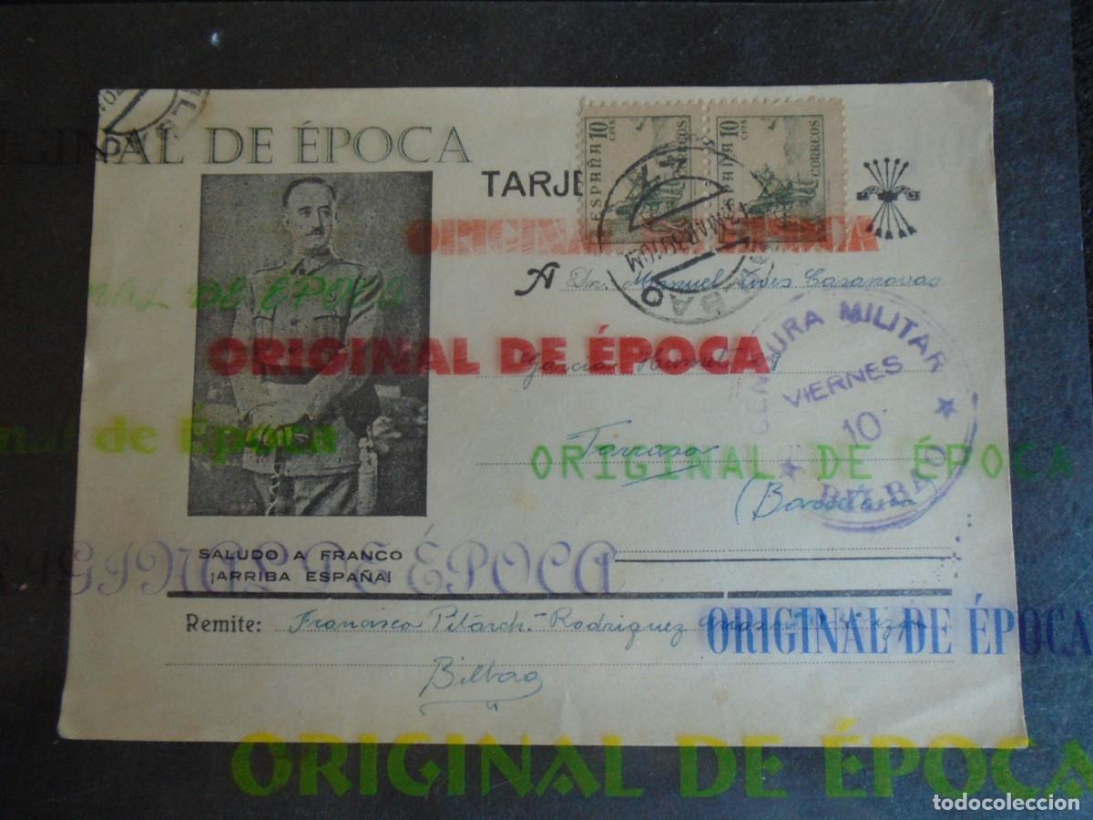 Postales: (PS-80325)POSTAL SALUDO A FRANCO-CENSURA MILITAR DE BILBAO.GUERRA CIVIL