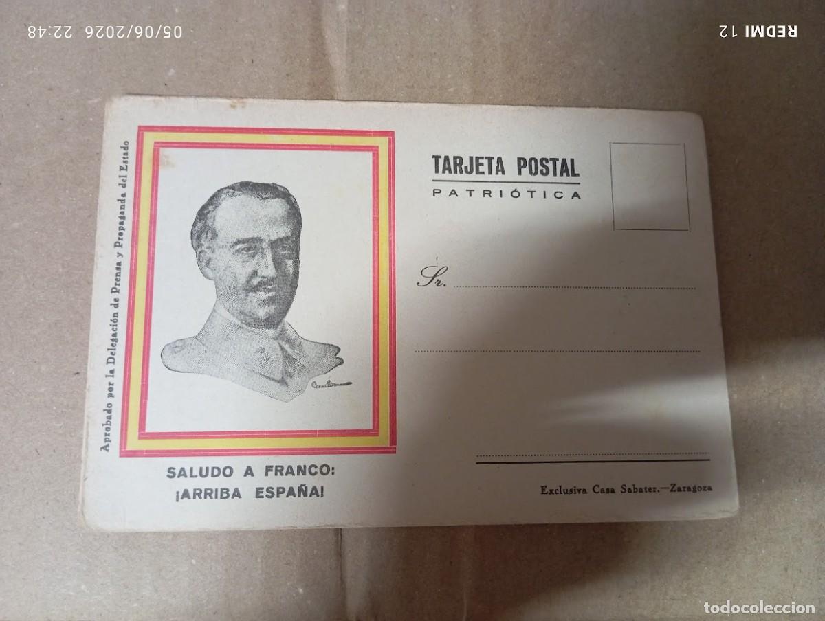 Postales: TARJETA POSTAL PATRIOTICA SALUDO A FRANCO ARRIBA ESPA&Ntilde;A